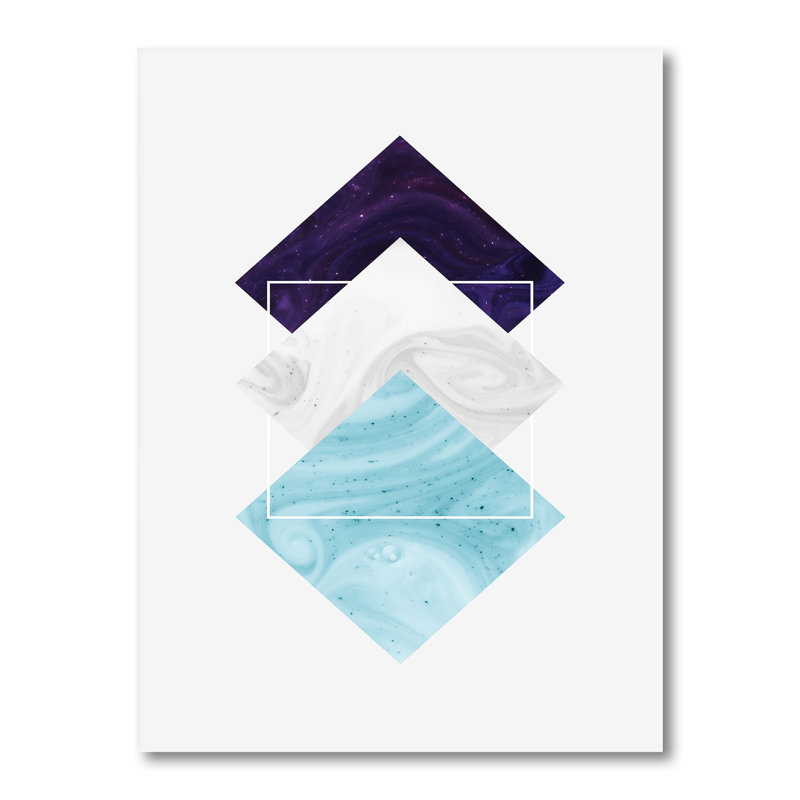 «Create Design White Blue - Mid-Century Modern», œuvre d'art sur toile, Toile tendue, H 20 po x l 12 po x P 1 po