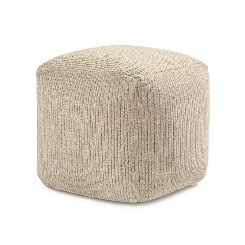 Marta 20" Cream Upholstered Pouf Ottoman, Cream