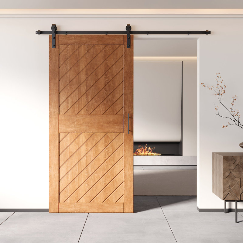 Porte de grange à rayures inclinées non assemblées et finies Homacer par American Homacer, pour utilisation à l'intérieur seulement