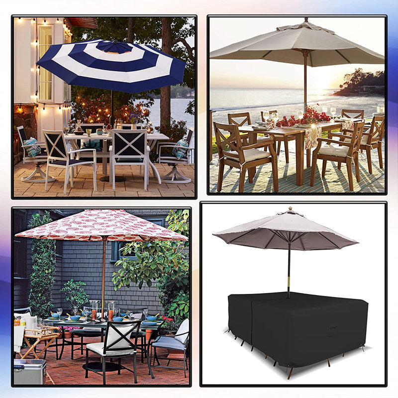 High Density Outdoor Rectangular Table & Chair Set Cover, Patio Table Set Cover, 23" H x 88" W x 58" D