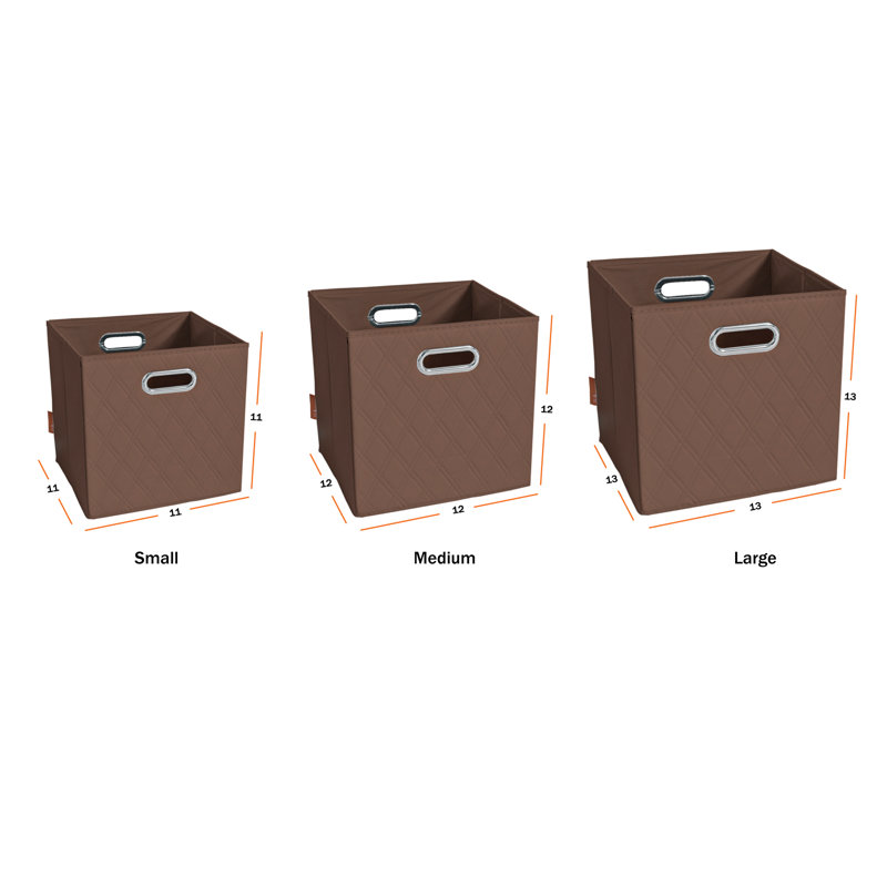 Ensemble de bacs de rangement en similicuir, Brun