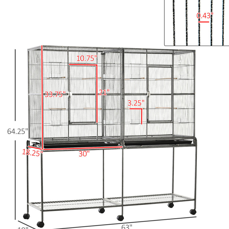 Cage à oiseaux 65 po en métal