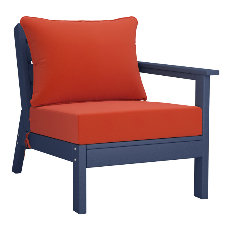 Deep Seating Set With Cushions, Navy Blue, Orange