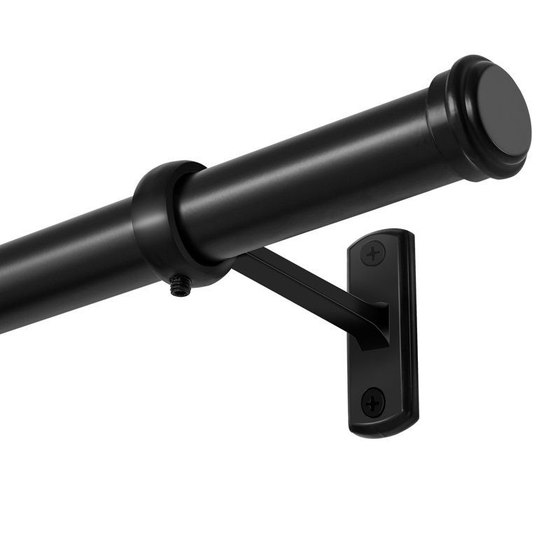Tringle à rideaux noire de 1 po de diamètre avec supports de style simplicité moderne, 72" - 144"