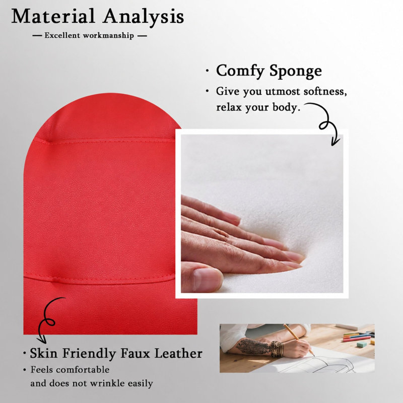 " Faux Leather Sofa, Red
