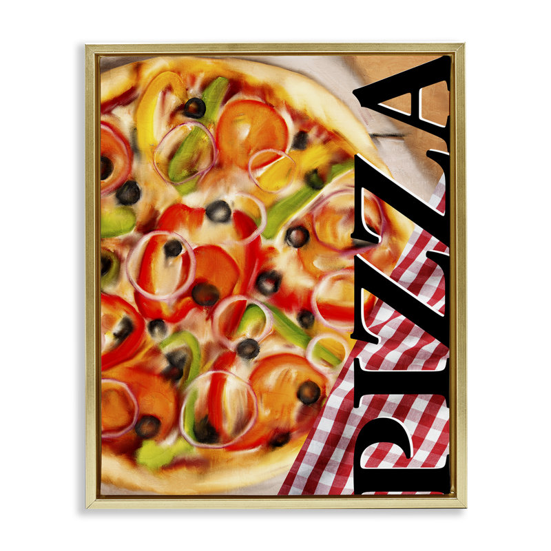 Cadre flottant Gourmet Traditional Pizza, design par Kim Allen, H 21 po x l 17 po, Cadre flottant métallique doré