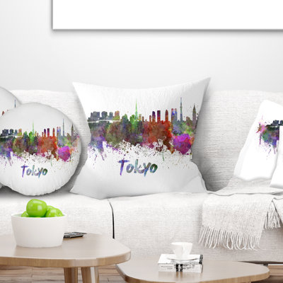 Tokyo Skyline - Cityscape Printed Throw Pillow