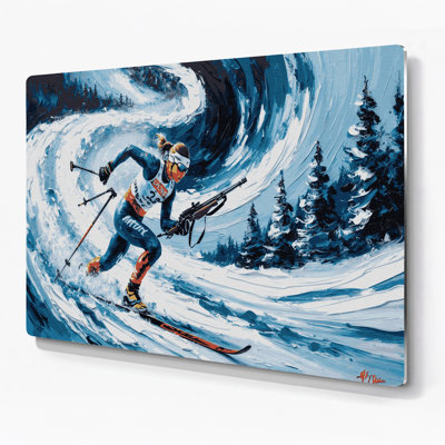 Sports, biathlon gris, art mural en métal