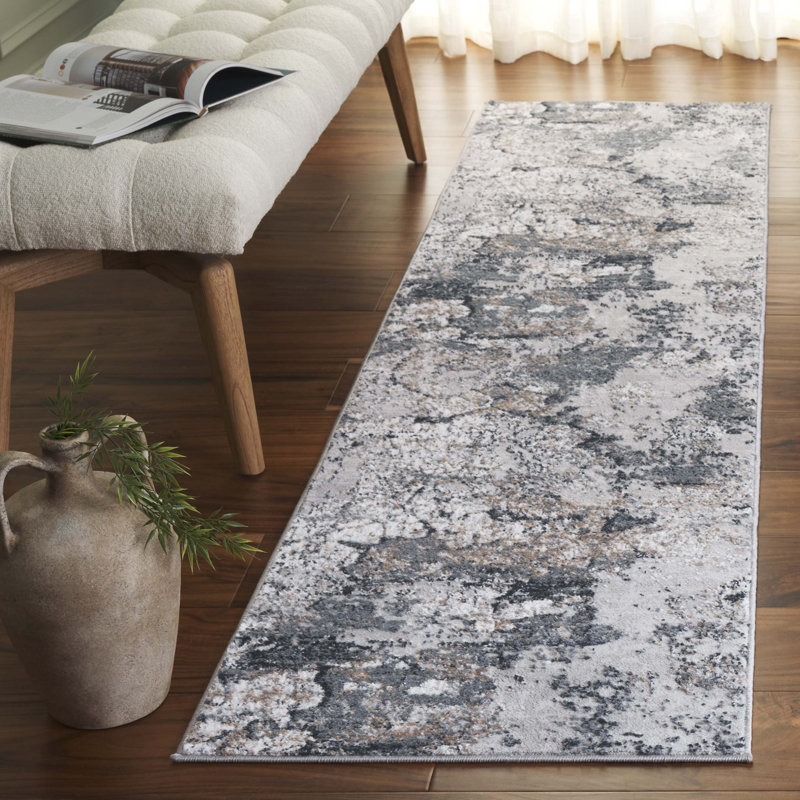 Plassie Performance Abstract Rug, Runner 2' x 8'