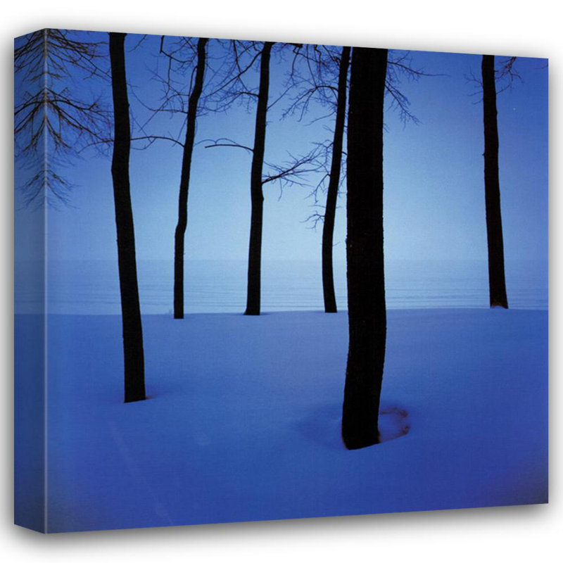 Arbres dans la neige, H 15 po x l 15 po