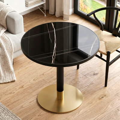 31.5" Sintered Stone Bistro Table, Modern Square/Round Dining Table with 26 Size Options for Kitchen Cafe Small Space