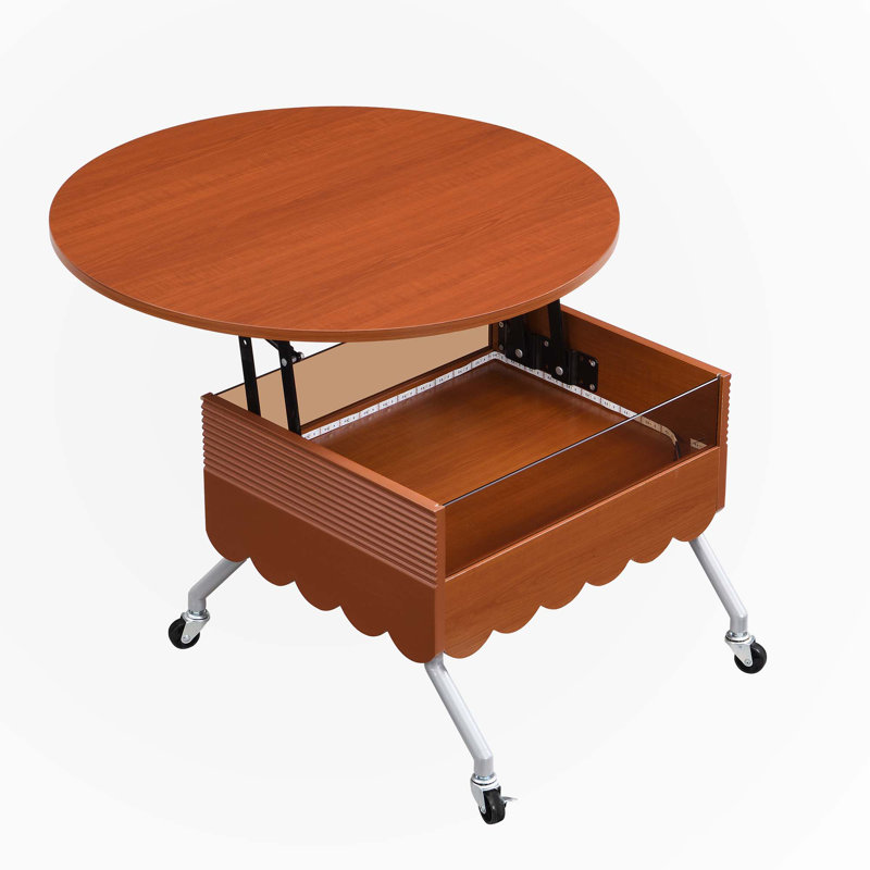 27.6" Round Lift-Top Coffee Table with Wheels