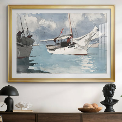 The Sloop «Lizzie» -Winslow Homer, reproduction encadrée avec passe-partout et verre 1873
