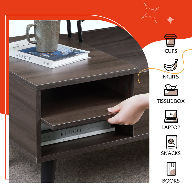 Aravis Lift Top Coffee Table with Storage for Living Room,With adjustable Shelf, Wood, Gray