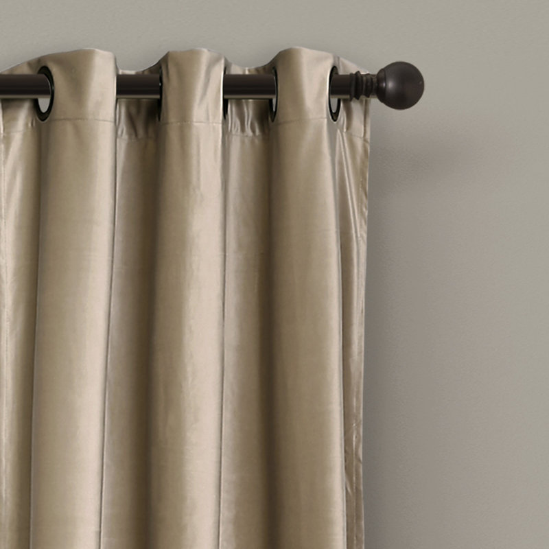 Taupe Velvet Blackout Grommet Window Curtain Panels, 38"W x 95"L