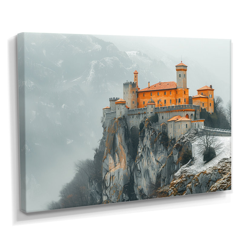 «Gray Yellow Mountain Temple In Mongalia I - Fortress», reproduction d'art murale, Toile tendue, H 40 po x l 60 po x P 1,5 po