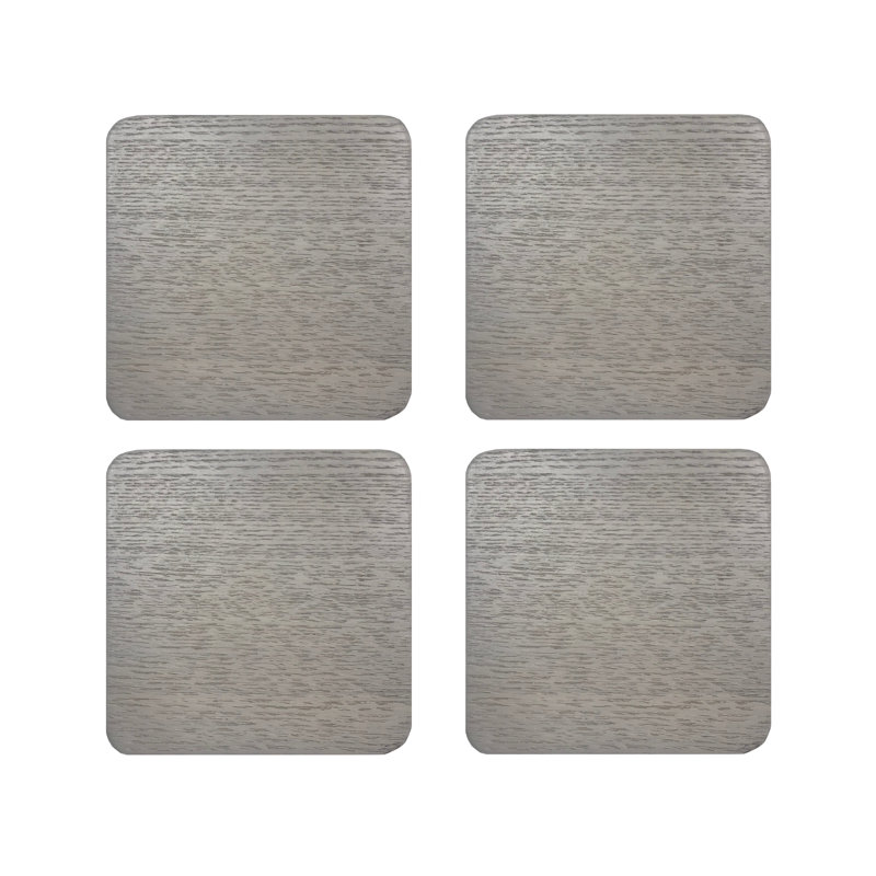 Naturals Wood Square 4 Piece Coaster Set