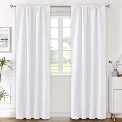 H.VERSAILTEX White Curtains Thermal Insulated Window Treatment Panels Room Darkening Privacy Assured Drapes For Living Room Back Tab/Rod Pocket Bedroom Draperies, 42 X 84 Inch, 2 Panels