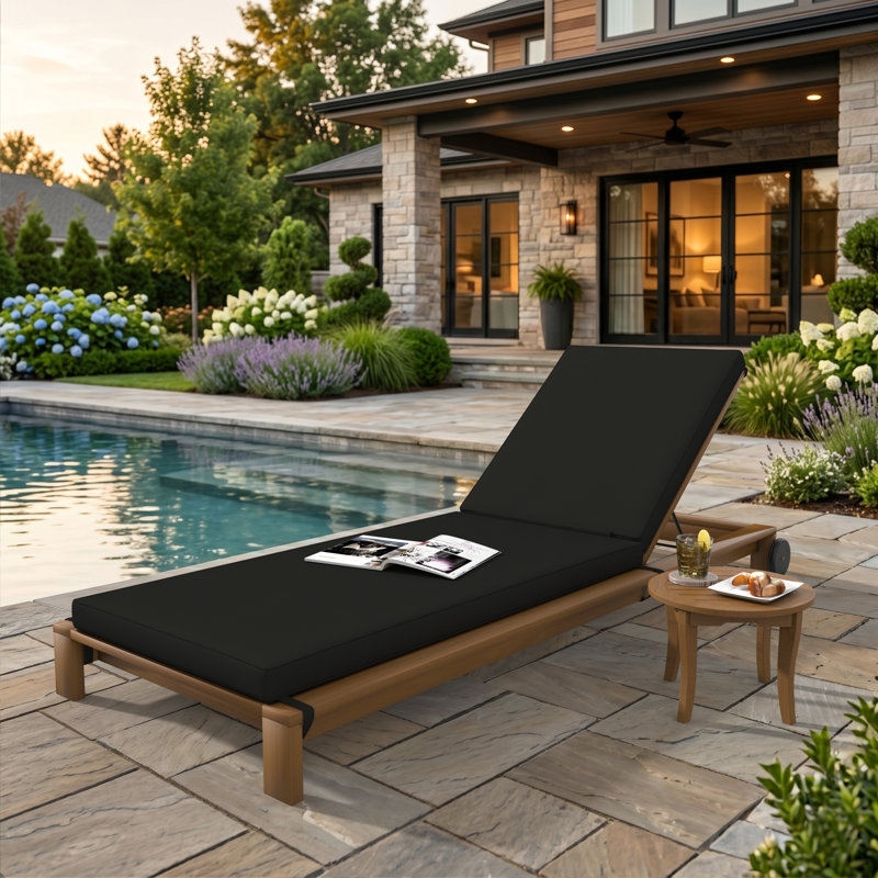 Sunbrella® Outdoor Chaise Cushion, 23" W x 75" D, Canvas Black
