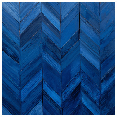 Blue Chevron Pattern Bath Mat