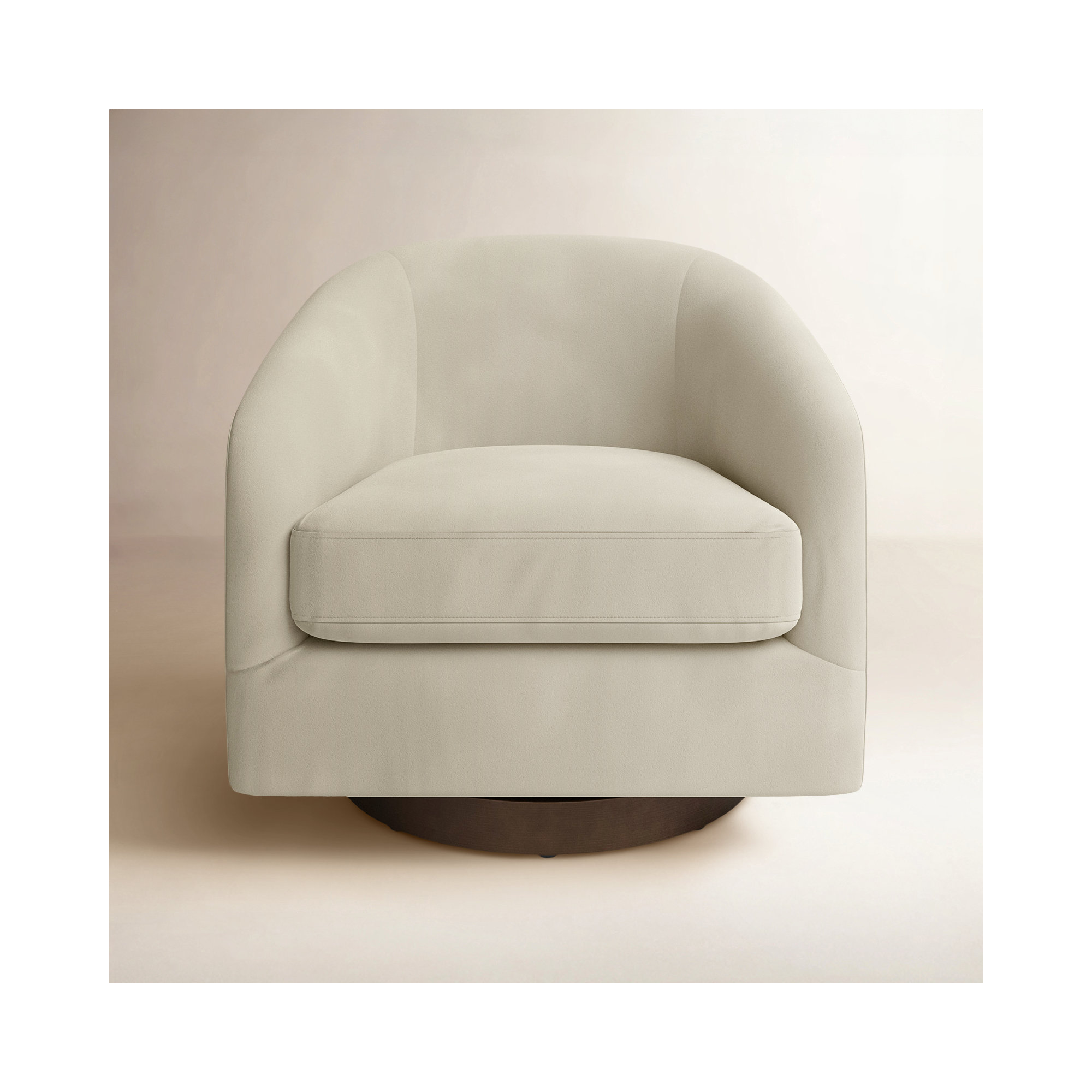 Bennett Upholstered Swivel Barrel Chair, Bella Beach Performance Velvet