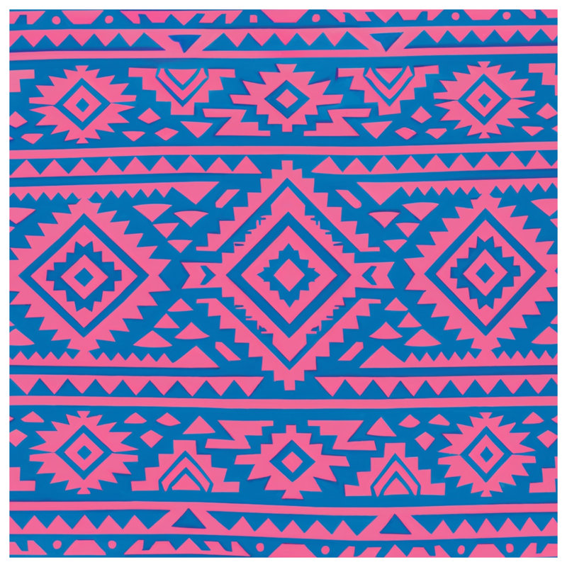 Rideaux de douche rose / bleu à motif tribal extra long, 70in W x 84in H