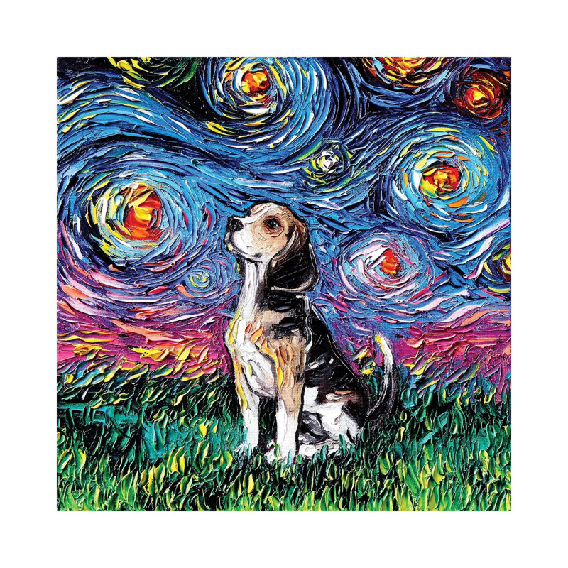 «Beagle Night» par Aja Trêves - reproduction d'art, Toile tendue, H 12 po x l 12 po x P 0,75 po
