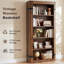Bibliothèque à 5 niveaux, tablette de rangement de style champêtre de 180 cm pour salon et bureau