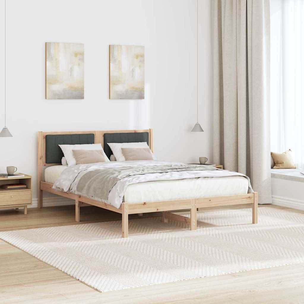 Bed Frame With Upholstered Headboard Black 135 X 190 Cm