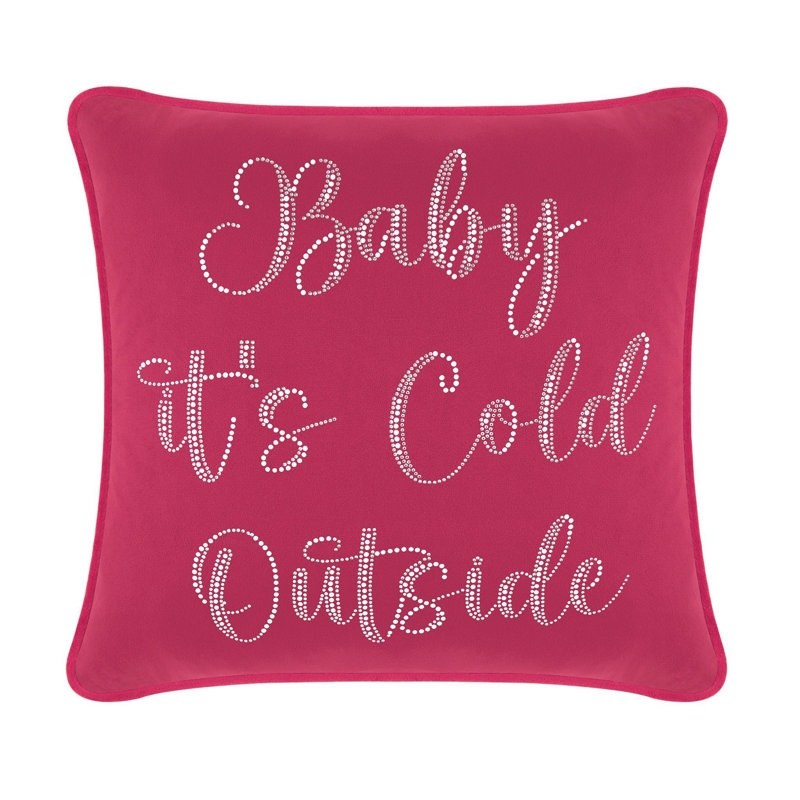 Coussin Sparkles Home Strass | Rembourrage en plumes | Luxe, Carré 16 po, Velours fuchsia