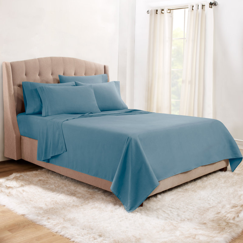 Microfiber Sheet Set, Blue Heaven, King Sheet Set + 1 Fitted Sheet + 4 Pillowcases
