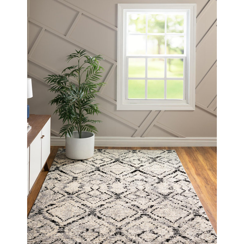 Tapis ivoire à motif géométrique Tucson, Rectangle de 5 pi x 8 pi