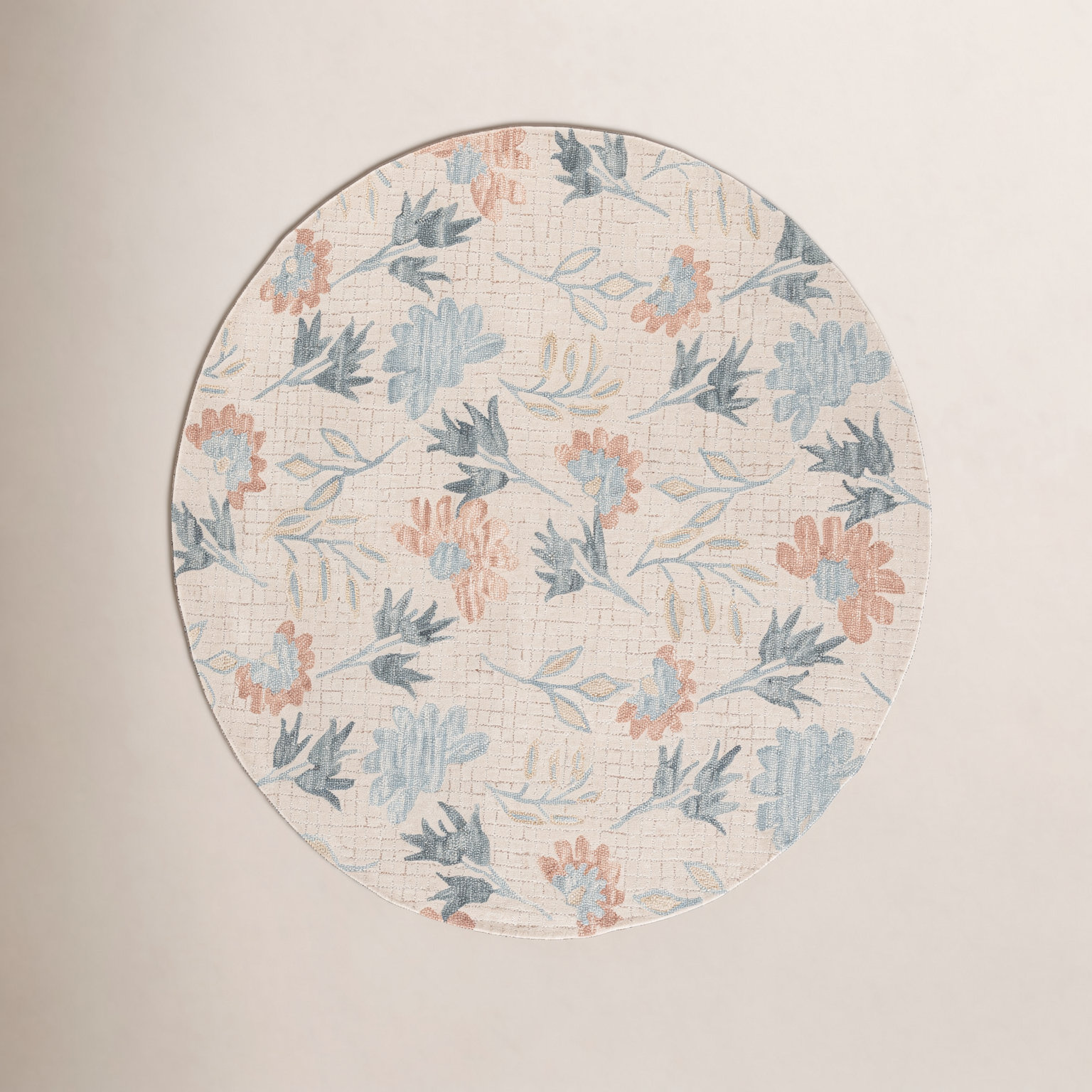 Hand-Tufted Wool Floral Rug, Round 6'
