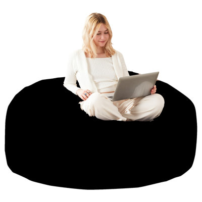 Fauteuil à billes Soft 6Ft rembourré de mousse à mémoire de forme, housse amovible en flanelle, rond pour le salon, rembourrage en mousse pliable et apaisant, adaptable aux formes du corps