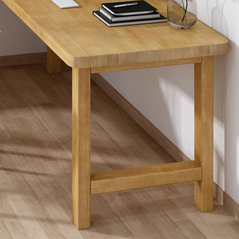 Bureau en bois massif en L Burlywood, Retour à gauche, H 29,53 po x l 55,12 po x P 47,24 po