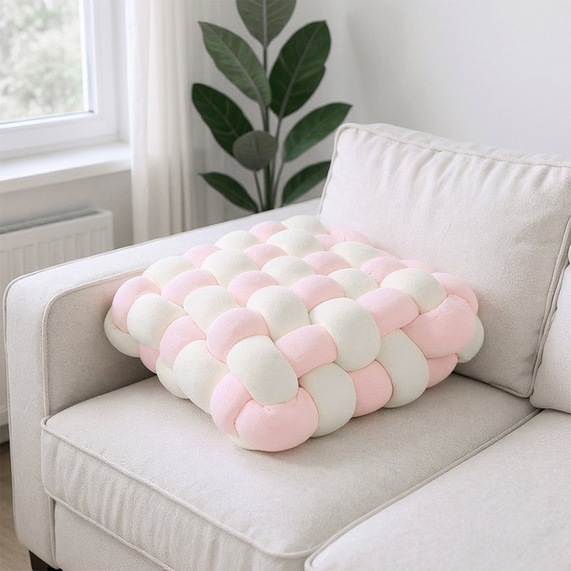 Rectangle Backrest Cushion, Cream/Pink