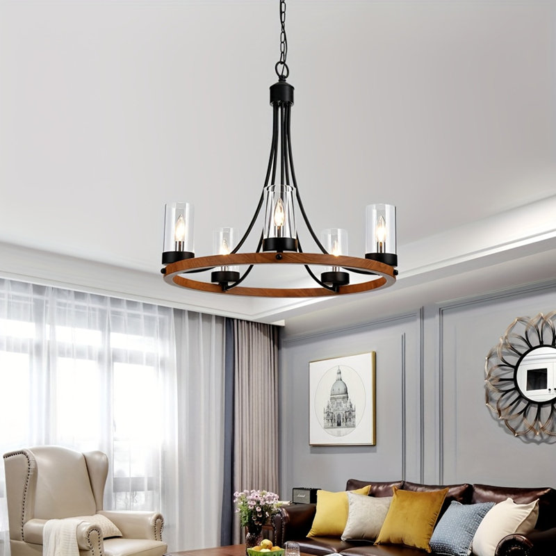 5 Lights Wagon Wheel Chandelier