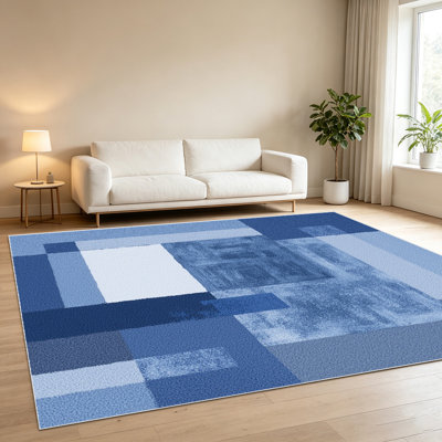 Tapis de style géométrique 1 pièce pour le salon, doux et confortable, convenant à toutes les saisons, facile à entretenir, tapis de sol intérieur lavable à la machine, sous la table de ferme convenant à la chambre à coucher, à la salle à manger, au bureau, au couloir, au balcon, à la maison. .