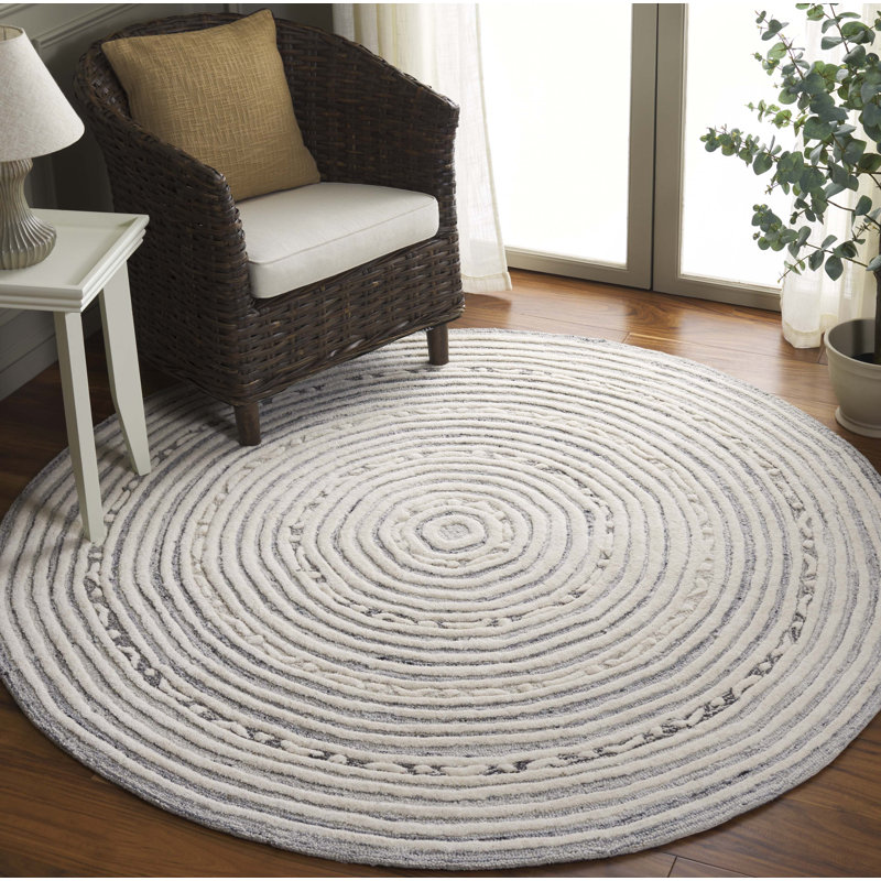 Tapis ivoire / gris Ebony 811, Rond 6 pi
