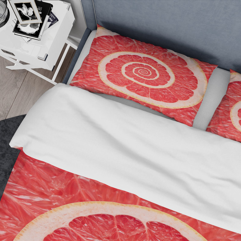 Grapefruit Infinity Spiral - Ensemble de housse de couette moderne - Microfibre de polyester