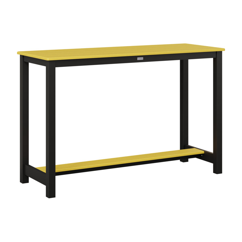 Table de bar en aluminium Berlin Gardens, 38.5" H x 60" W x 22" D, Jaune soleil levant, Noir mat