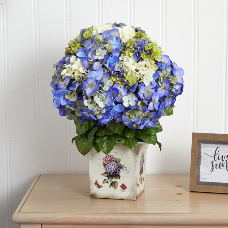 Bright Mixed Hydrangea 30" Potted Outdoor Floral Planter