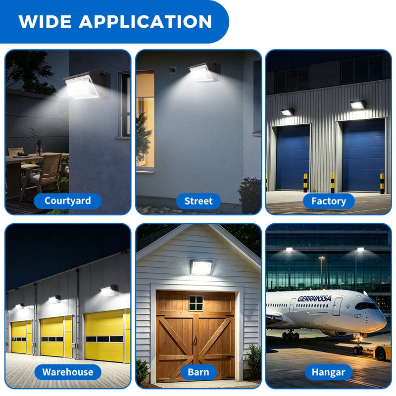 Paquet de 1 lumière murale à DEL de 160 W avec photocellule crépuscule à l'aube, lumière de sécurité extérieure imperméable IP65 de 6000 K et 6000 K pour le parc et la cour