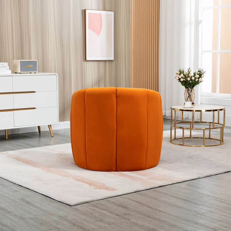Méridienne et repose-pieds en velours Etheline, Velours orange