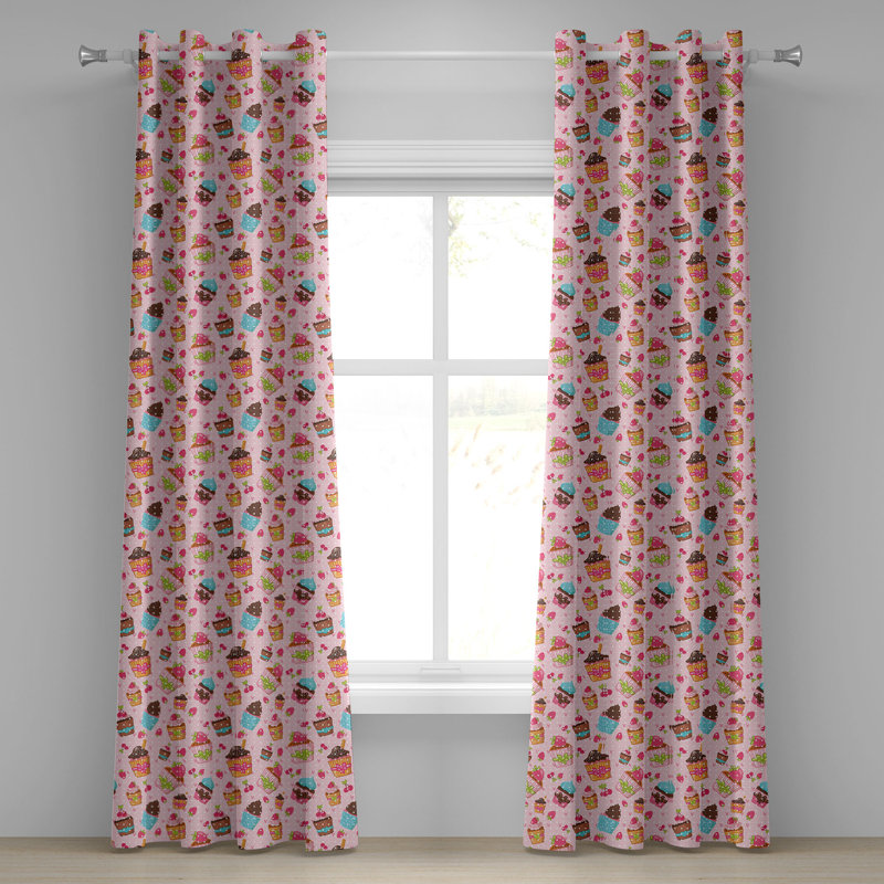 Rideau décoratif à œillets rose 2 panneaux Dakota Fields, 50 po x 96 po, rose pâle et brun, L 50 po x L 108 po