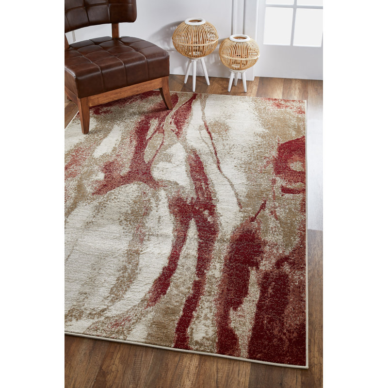 Tapis Kohsuke, Rectangle 7 pi 10 po x 9 pi 10 po, Ivoire / brun