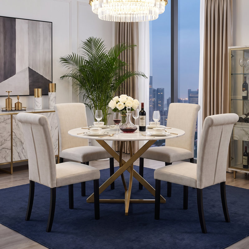 37'' H Linen Upholstered Parsons Chair