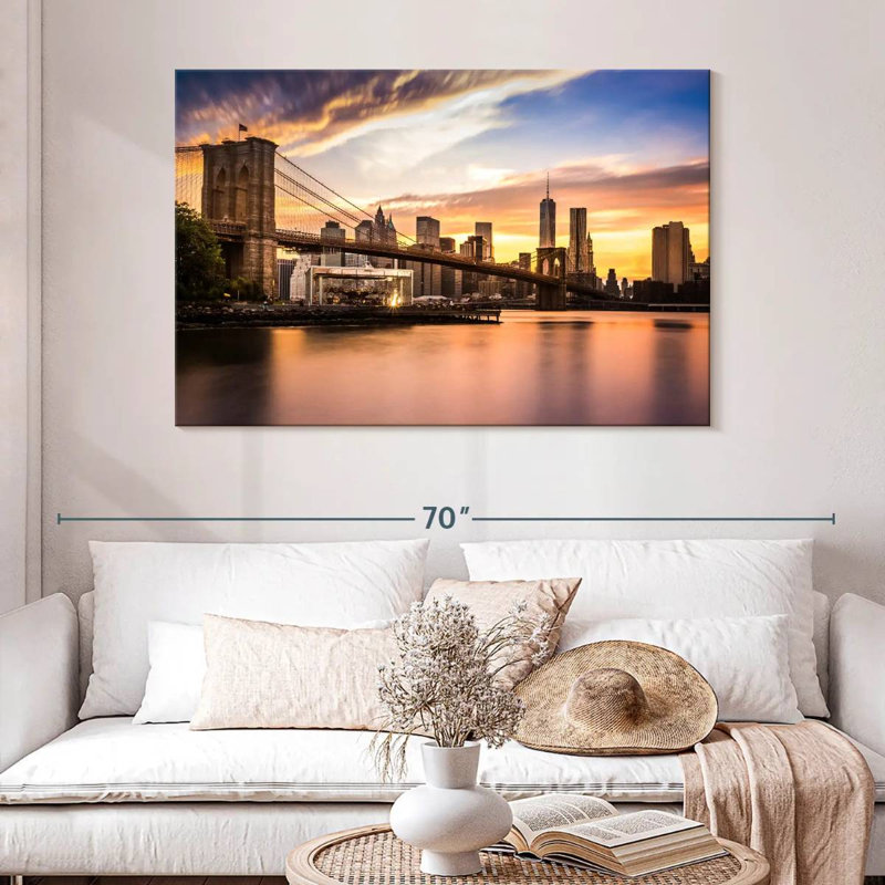 Lilie Brooklyn Bridge Sunset, H 32 po x l 48 po