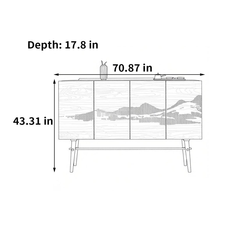 Buffet de style moderne, H 43,31 po x l 70,87 po x P 17,8 po