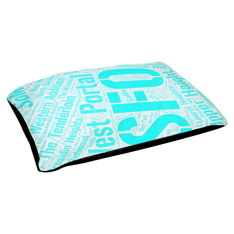 Coussin de chien « districts », Cyan, Grand (l 40 po x P 30 po x H 14 po), San Francisco